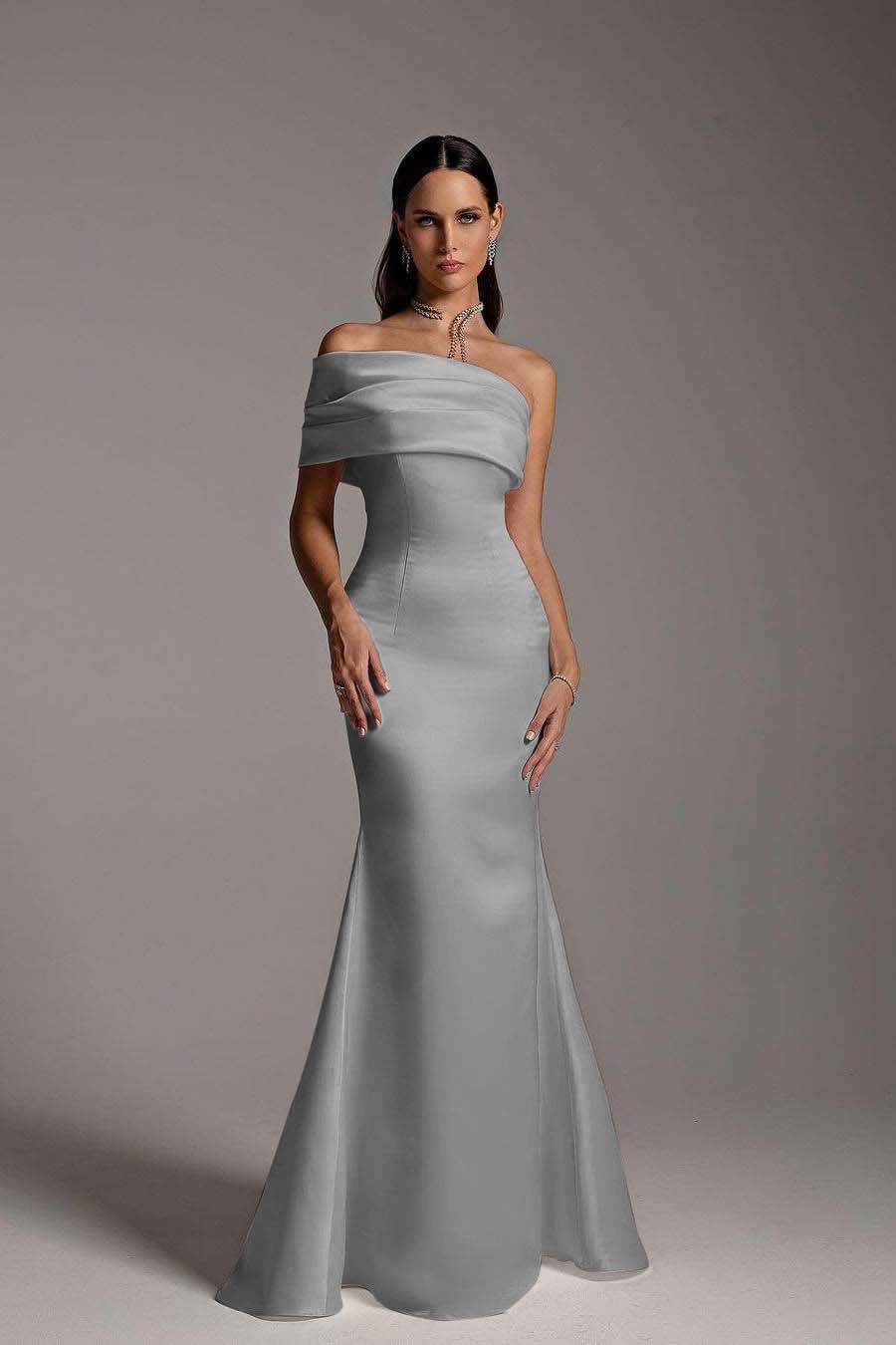 One Shoulder Sleeveless Mermaid Long Prom Dress With Ruffles