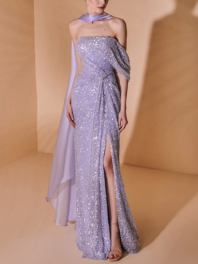 Strapless Floor-length Prom Gown with Sheath/Column Silhouette