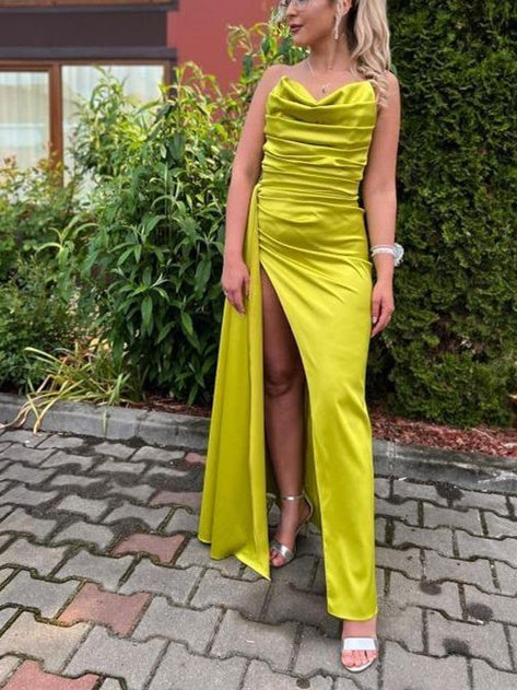 Spaghetti Strap Floor-length Sheath/Column Prom Gowns