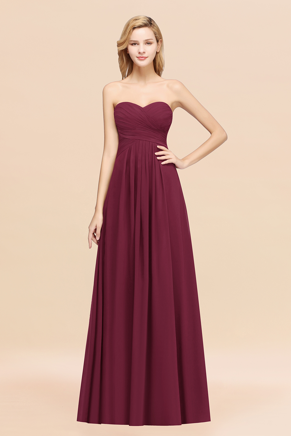 BMbridal Vintage Sweetheart Long Grape Affordable Bridesmaid Dresses Online-BMbridal