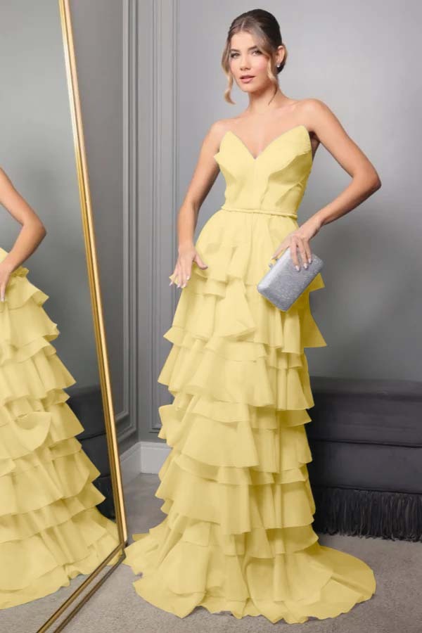 Spaghetti Strap V Neck Sleeveless Long Prom Dress With Pleated