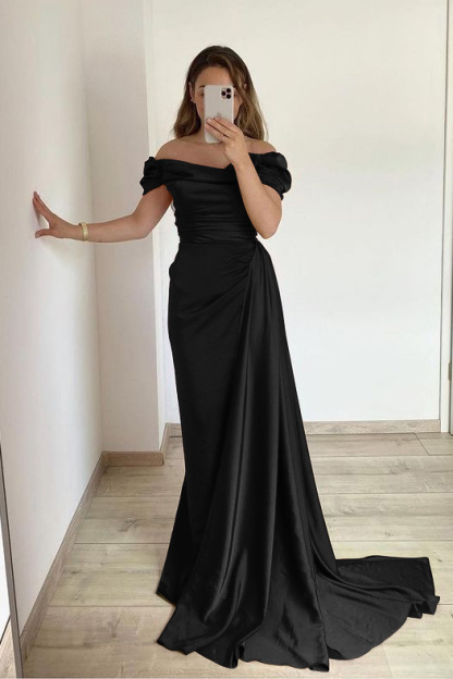 Off the Shoulder Mermaid Strapless Pleated Prom Dress With Ruffles Online