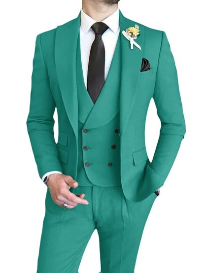 Single-Breasted One-Button Tailored Fit 3-Piece Wedding Suit For Men