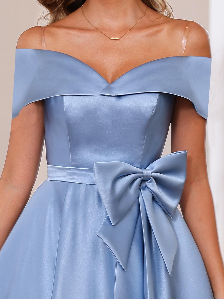 Off-the-Shoulder Sleeveless A-Line Princess Ankle-Length Mother of the Bride Dress with Pockets