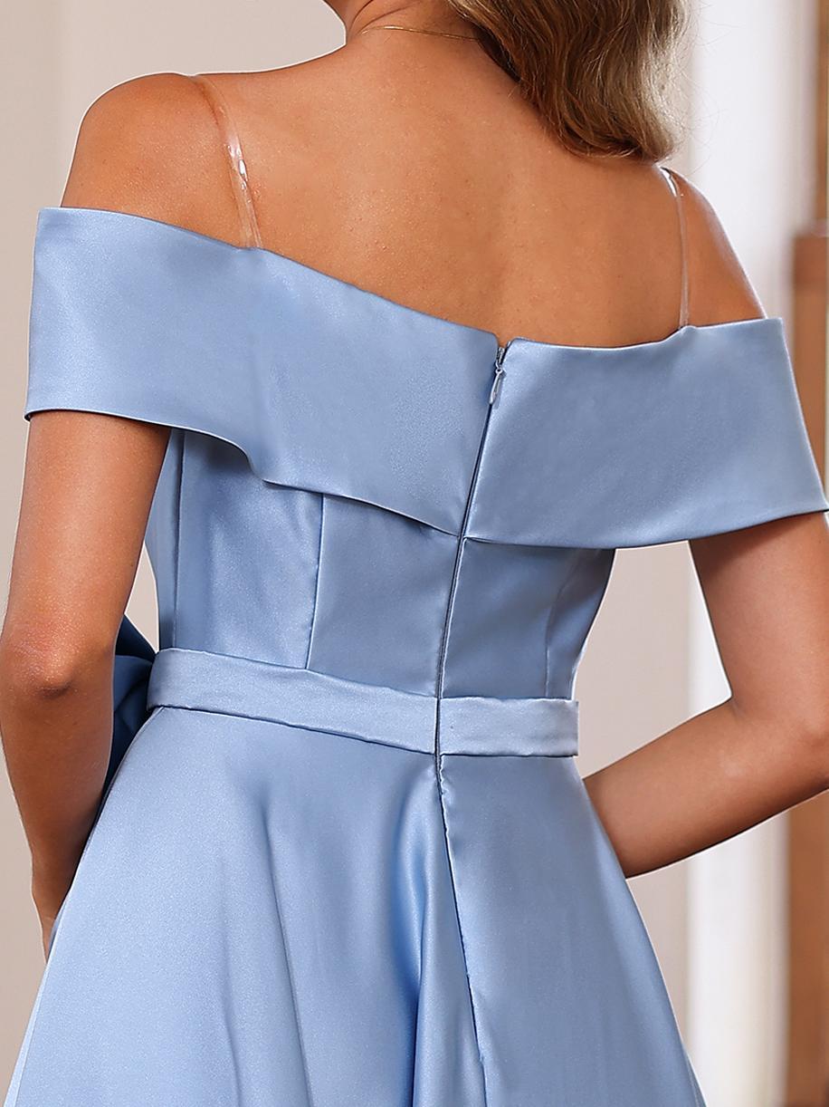Off-the-Shoulder Sleeveless A-Line Princess Ankle-Length Mother of the Bride Dress with Pockets