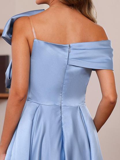 Unique Off-the-Shoulder Sleeveless A-Line/Princess Ankle-Length Mother of the Bride Dress with Bowknot-BMbridal.UK