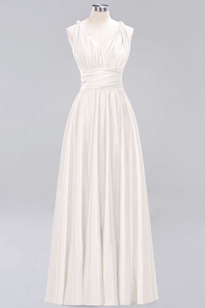 BMbridal Chic Burgundy Satin Long Bridesmaid Dresses With One Shoulder-BMbridal