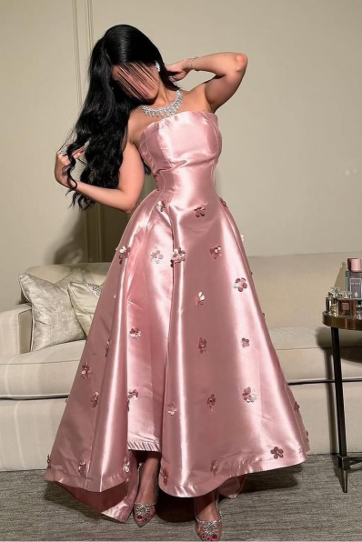 Strapless Sleeveless Long Prom Dress With Pleated Appliques