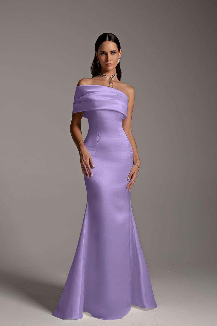 One Shoulder Sleeveless Mermaid Long Prom Dress With Ruffles