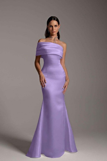 One Shoulder Sleeveless Mermaid Long Prom Dress With Ruffles