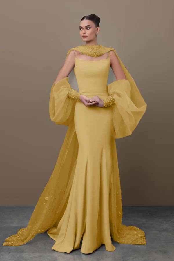 Spaghetti Strap Sleeveless Long Mermaid Prom Dress With Sequins