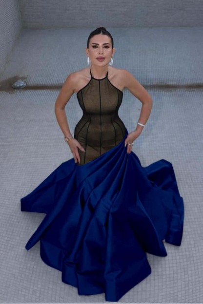 Stunning Halter Sleeveless Long Mermaid Prom Dress With Pleated