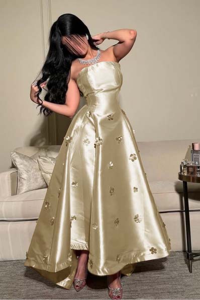 Strapless Sleeveless Long Prom Dress With Pleated Appliques