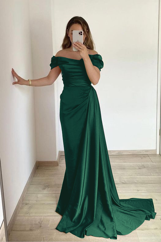 Off the Shoulder Mermaid Strapless Pleated Prom Dress With Ruffles Online