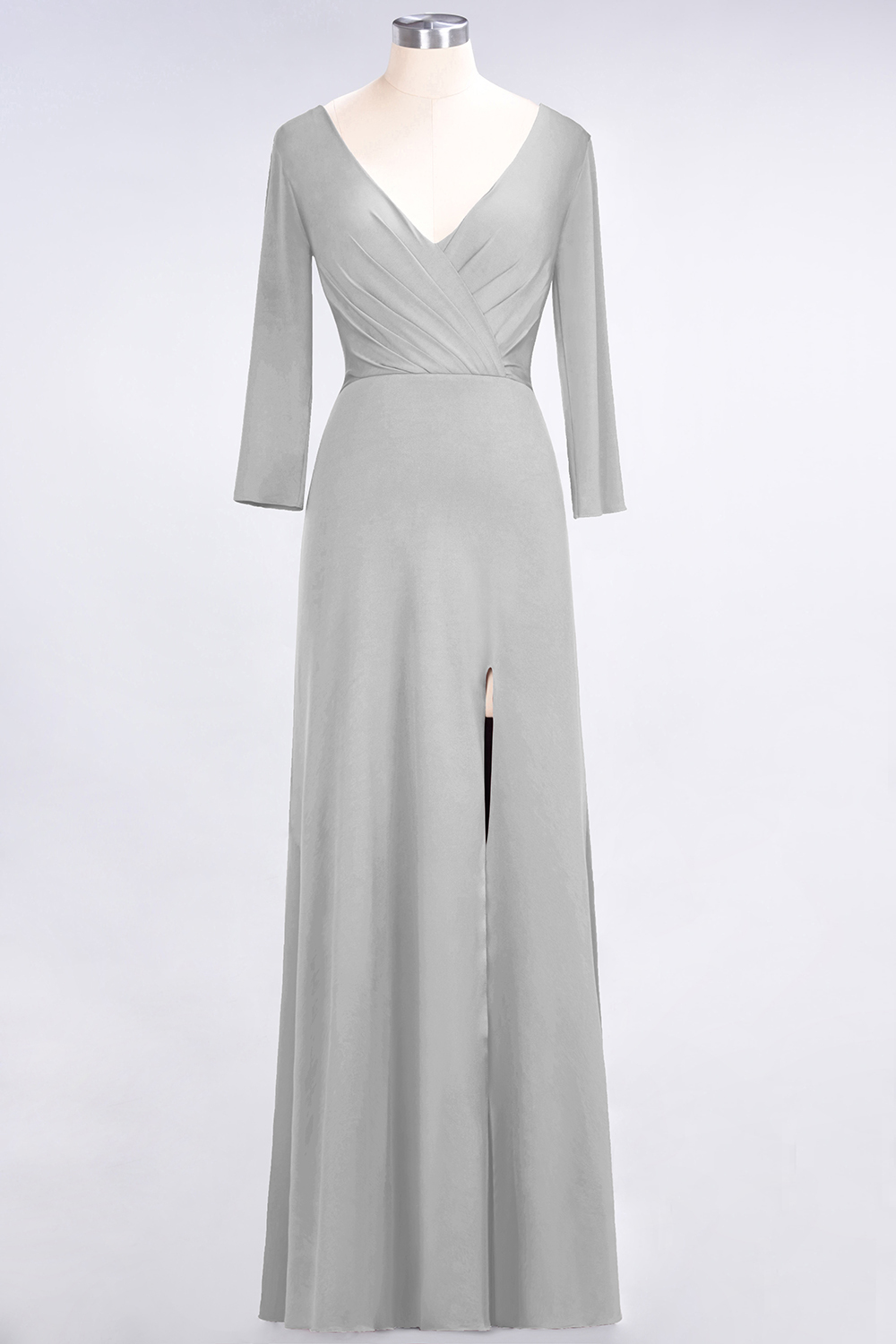 BMbridal Popular Spandex Long-Sleeves Burgundy Bridesmaid Dresses with Side-Slit-BMbridal