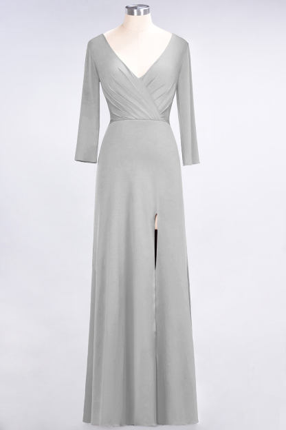 BMbridal Popular Spandex Long-Sleeves Burgundy Bridesmaid Dresses with Side-Slit-BMbridal