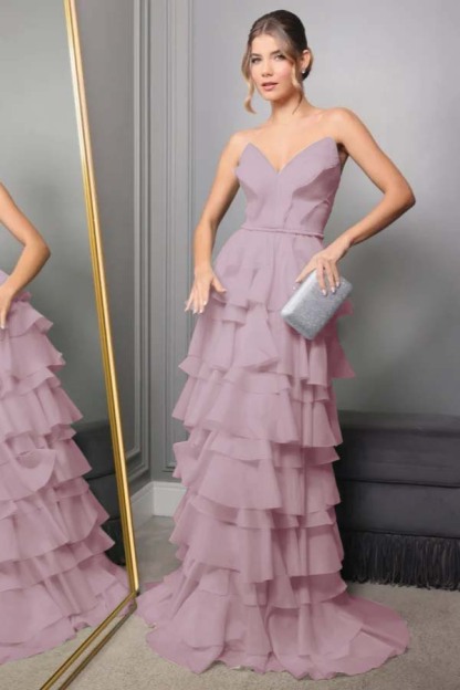 Spaghetti Strap V Neck Sleeveless Long Prom Dress With Pleated