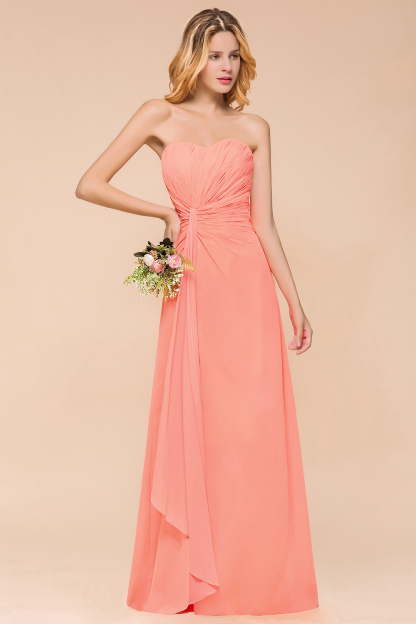 BMbridal Stylish Sweetheart Ruffle Affordable Coral Chiffon Bridesmaid Dresses Online-BMbridal