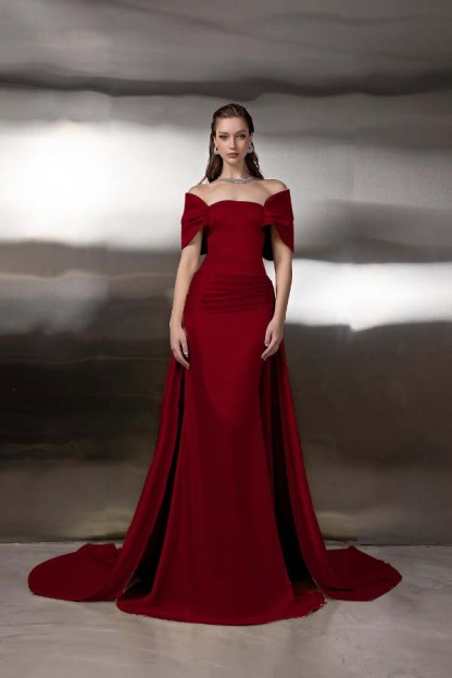 Off the Shoulder Sleeveless Long Mermaid Prom Dress With Pleated