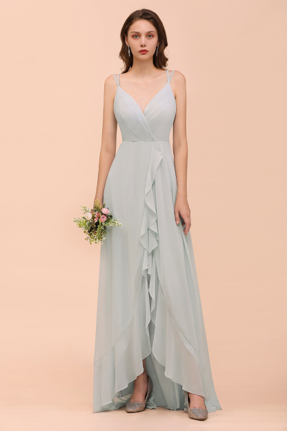 BMbridal Affordable V-Neck Ruffle Mist Chiffon Bridesmaid Dresses Affordable-BMbridal