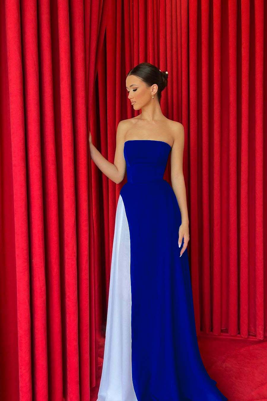 Strapless Sleeveless Floor Length Long Prom Dress With Pleated