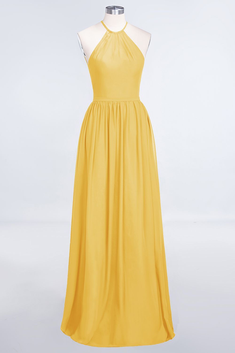 BMbridal Affordable Halter Sleeveless Long Burgundy Bridesmaid Dress with Ruffle-BMbridal