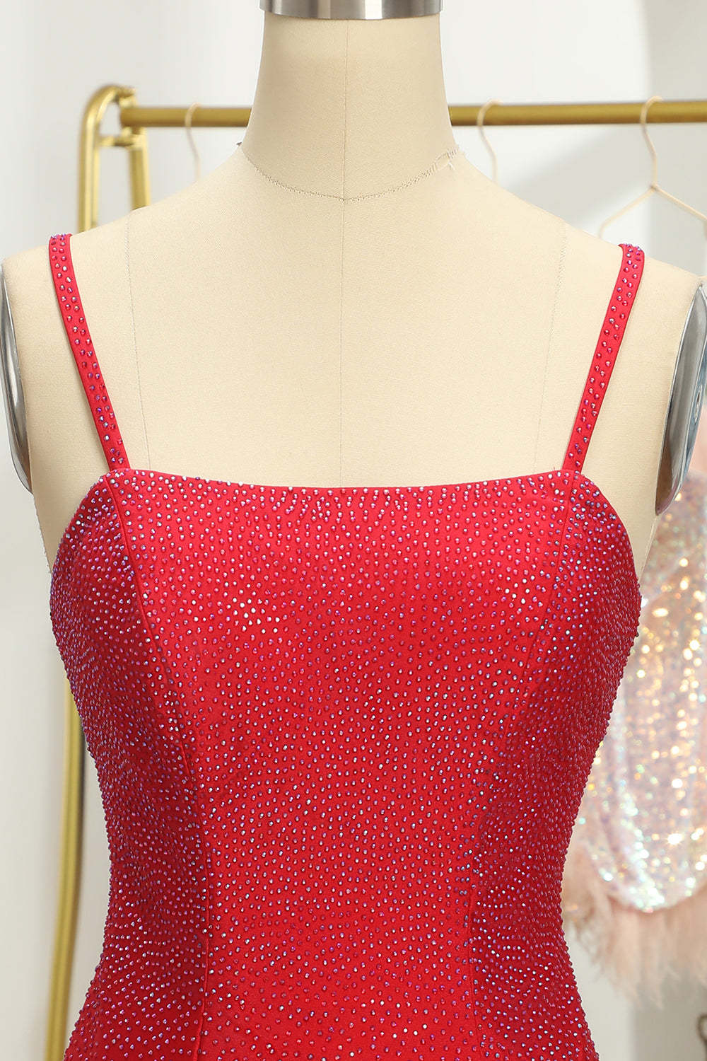 Red Sequins Lace-Up Tight Short Homecoming Dress