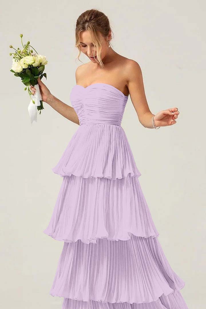 Strapless Sweetheart Sleeveless Long Prom Dress With Ruffles