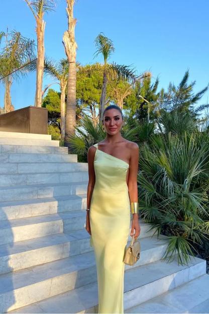 One Shoulder Backless Sleeveless Long Prom Dress With Pleated