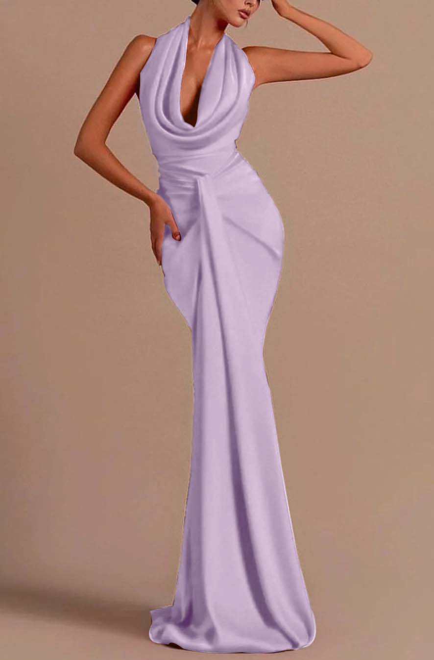 Backless Sleeveless Prom Dress Long Mermaid Red Sleeveless Halter