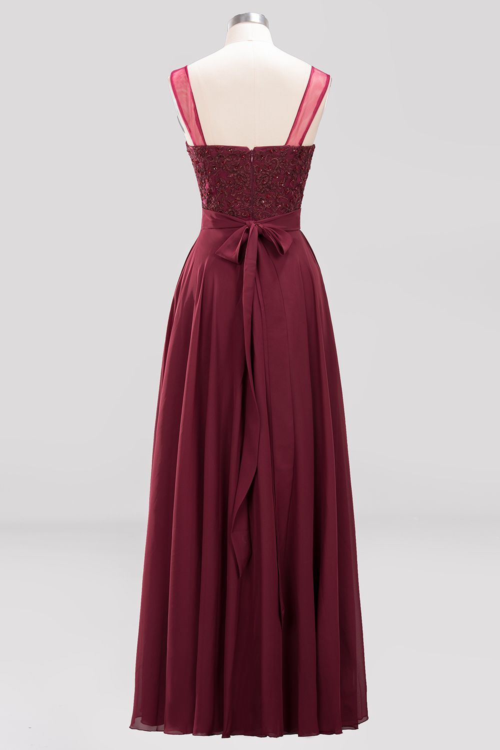 BMbridal Gorgeous Lace Jewel Affordable Pink Bridesmaid Dress with Beadings-BMbridal