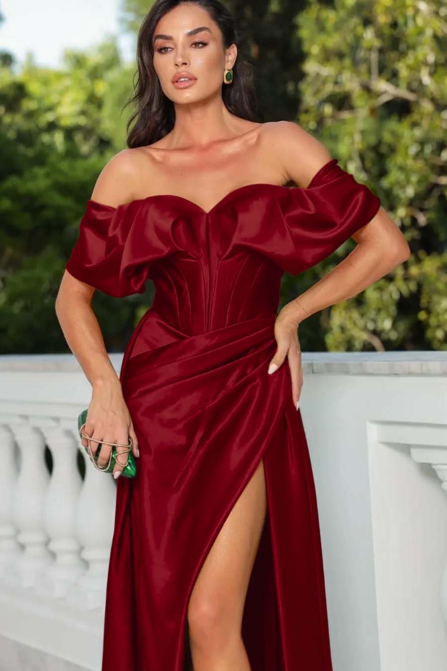 Off the Shoulder Strapless Sleeveless Long Prom Dress With High Split