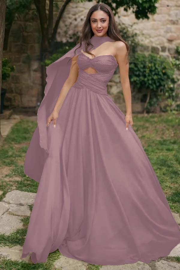 Strapless Sweetheart Sleeveless Long Prom Dress With Pleated