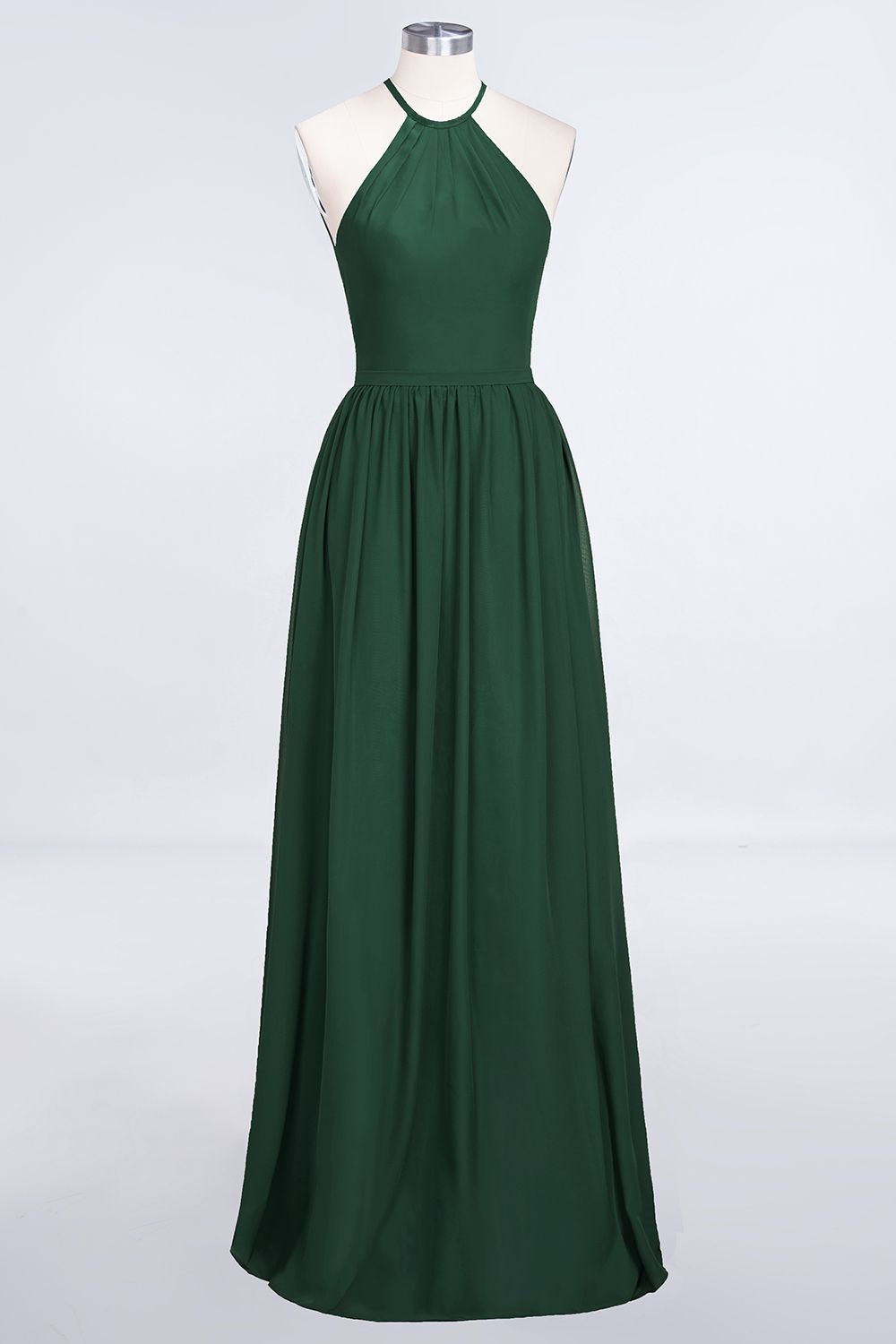 BMbridal Affordable Halter Sleeveless Long Burgundy Bridesmaid Dress with Ruffle-BMbridal