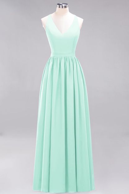 BMbridal Affordable Chiffon V-Neck Sleeveless Lace Bridesmaid Dress Online-BMbridal
