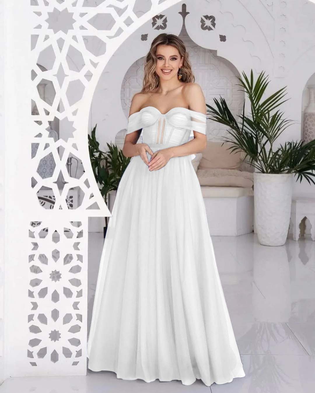 Stunning Tulle Off the Shoulder Sweetheart Strapless Royal Blue Prom Dress