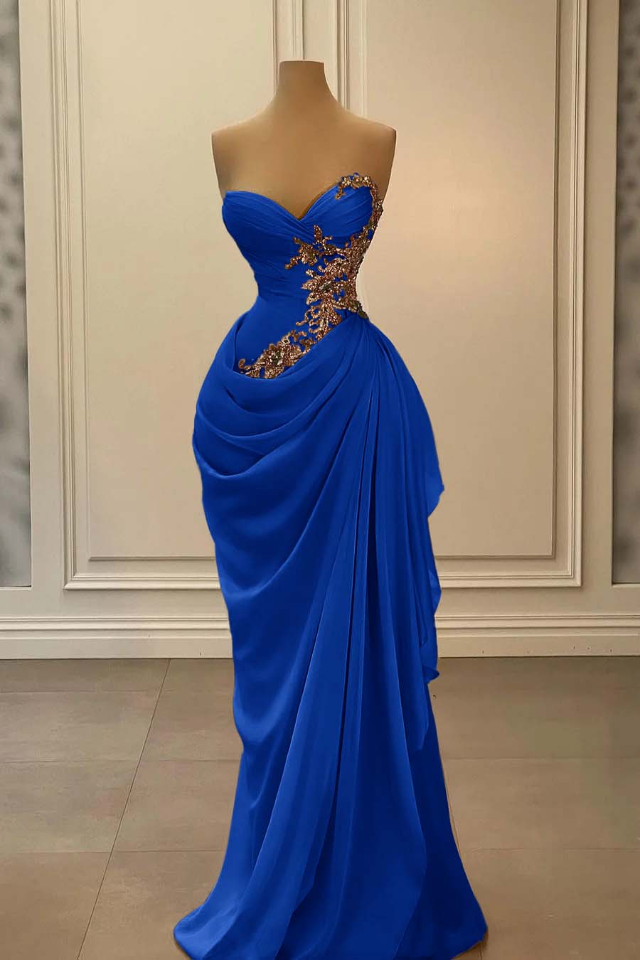 Strapless Sleeveless Long Mermaid Prom Dress With Appliques