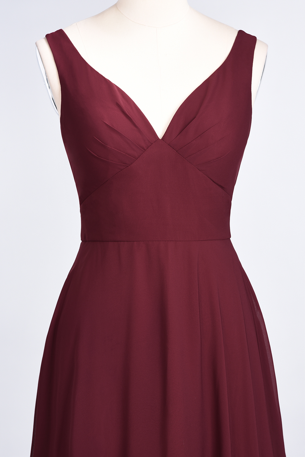 BMbridal Chic Chiffon V-Neck Straps Ruffle Affordable Bridesmaid Dresses with Open Back-BMbridal