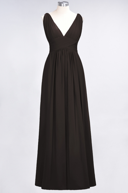 BMbridal Elegant V-Neck Burgundy Chiffon Affordable Bridesmaid Dress with Ruffle-BMbridal