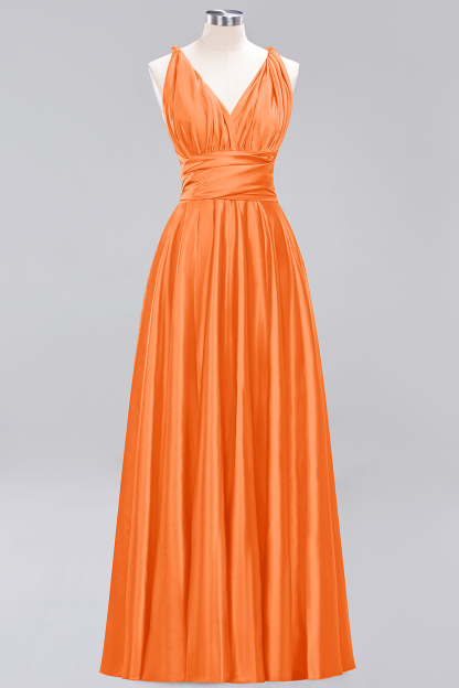 BMbridal Chic Burgundy Satin Long Bridesmaid Dresses With One Shoulder-BMbridal