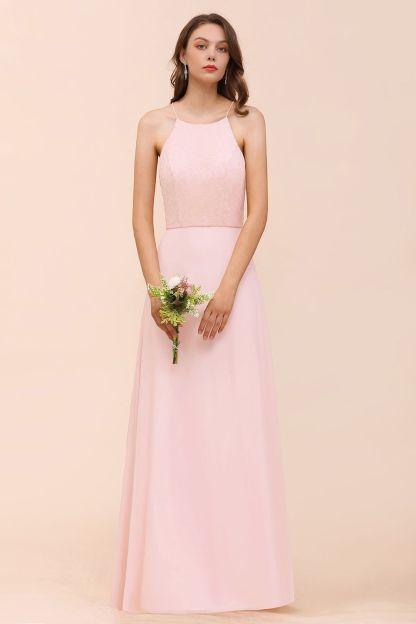 BMbridal Elegant Lace Spaghetti Straps Affordable Long Bridesmaid Dress-BMbridal