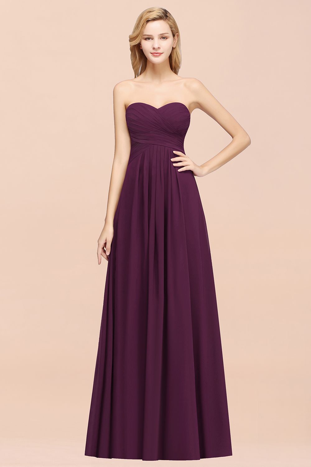 BMbridal Vintage Sweetheart Long Grape Affordable Bridesmaid Dresses Online-BMbridal