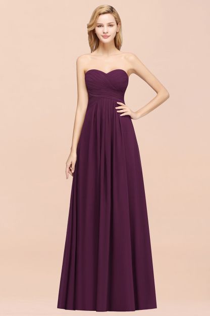 BMbridal Vintage Sweetheart Long Grape Affordable Bridesmaid Dresses Online-BMbridal