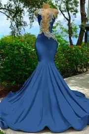 Strapless Sleeveless Backless Mermaid Long Prom Dress With Appliques