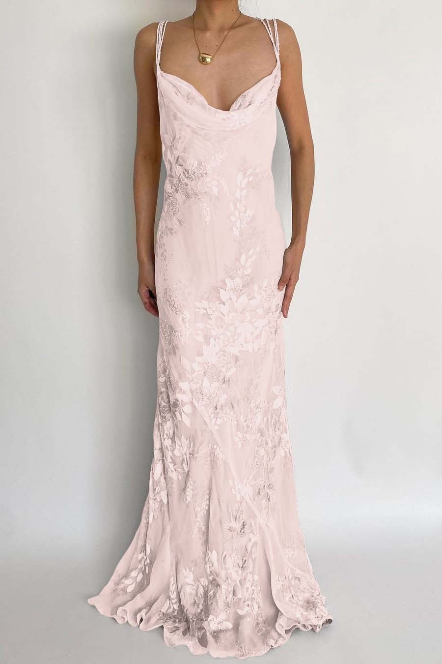 Spaghetti Strap Sleeveless Long Mermaid Prom Dress With Appliques