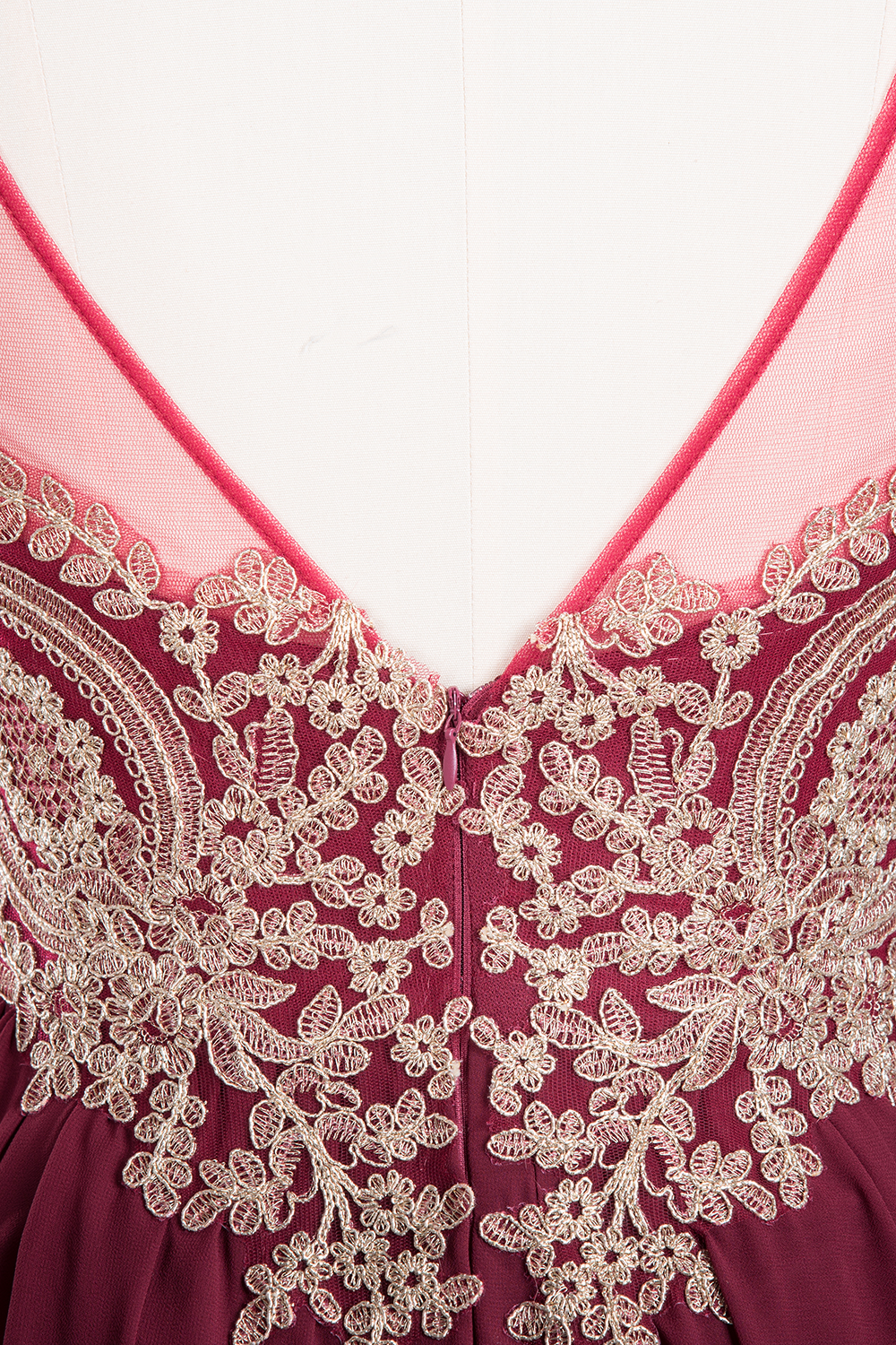 BMbridal Chic Spaghetti Straps Long Burgundy Backless Bridesmaid Dress with Appliques-BMbridal