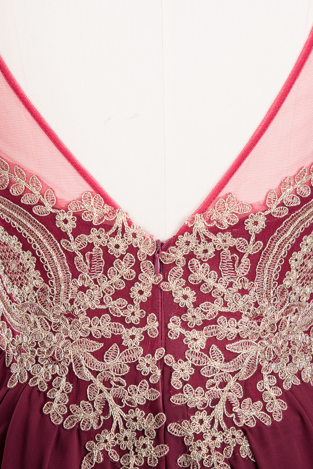 BMbridal Chic Spaghetti Straps Long Burgundy Backless Bridesmaid Dress with Appliques-BMbridal