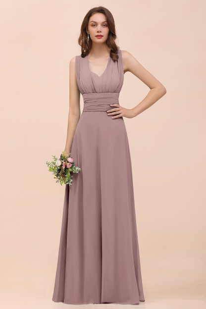 BMbridal New Arrival Dusty Blue Ruched Long Convertible Bridesmaid Dresses-BMbridal