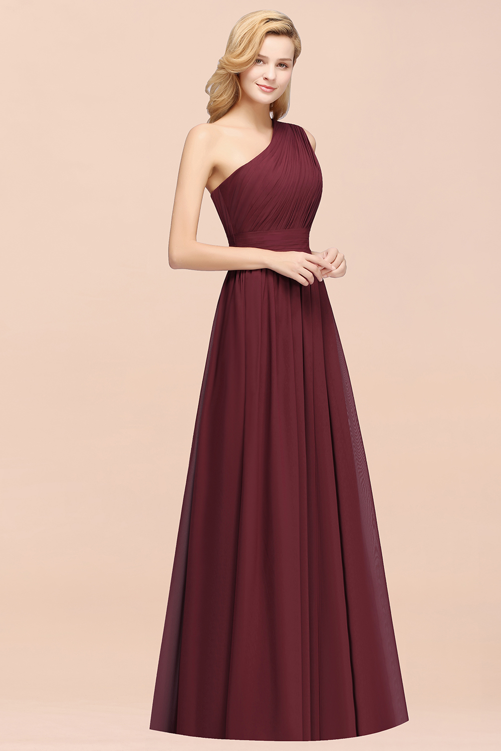BMbridal Stylish One-shoulder Sleeveless Long Junior Bridesmaid Dresses Affordable-BMbridal