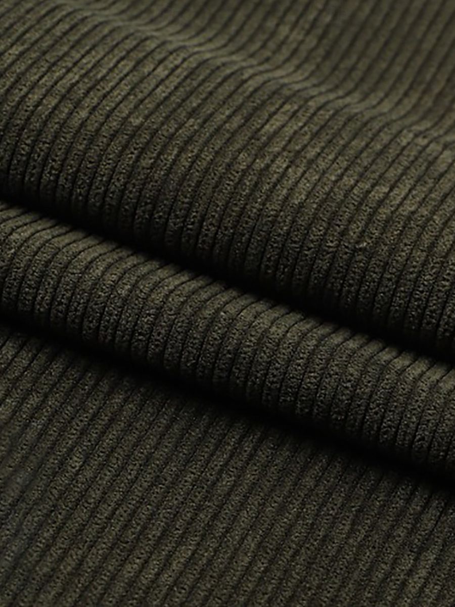 Men's Army Green Solid Corduroy Six-Button Double Breasted Party Suit